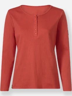 Rundhalsshirt in gerippter Baumwoll-Qualität