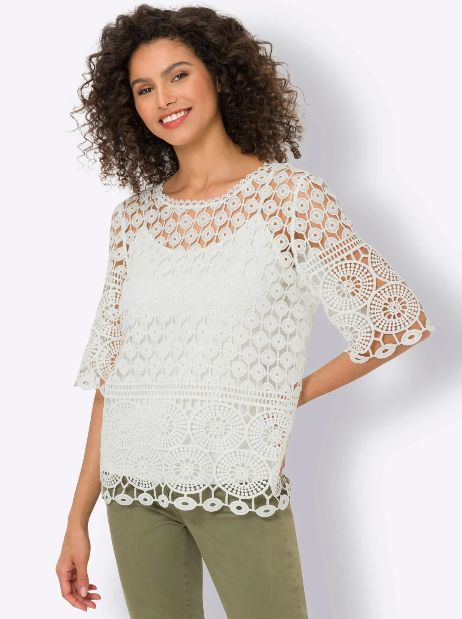Rundhalsshirt inklusive passendem Top