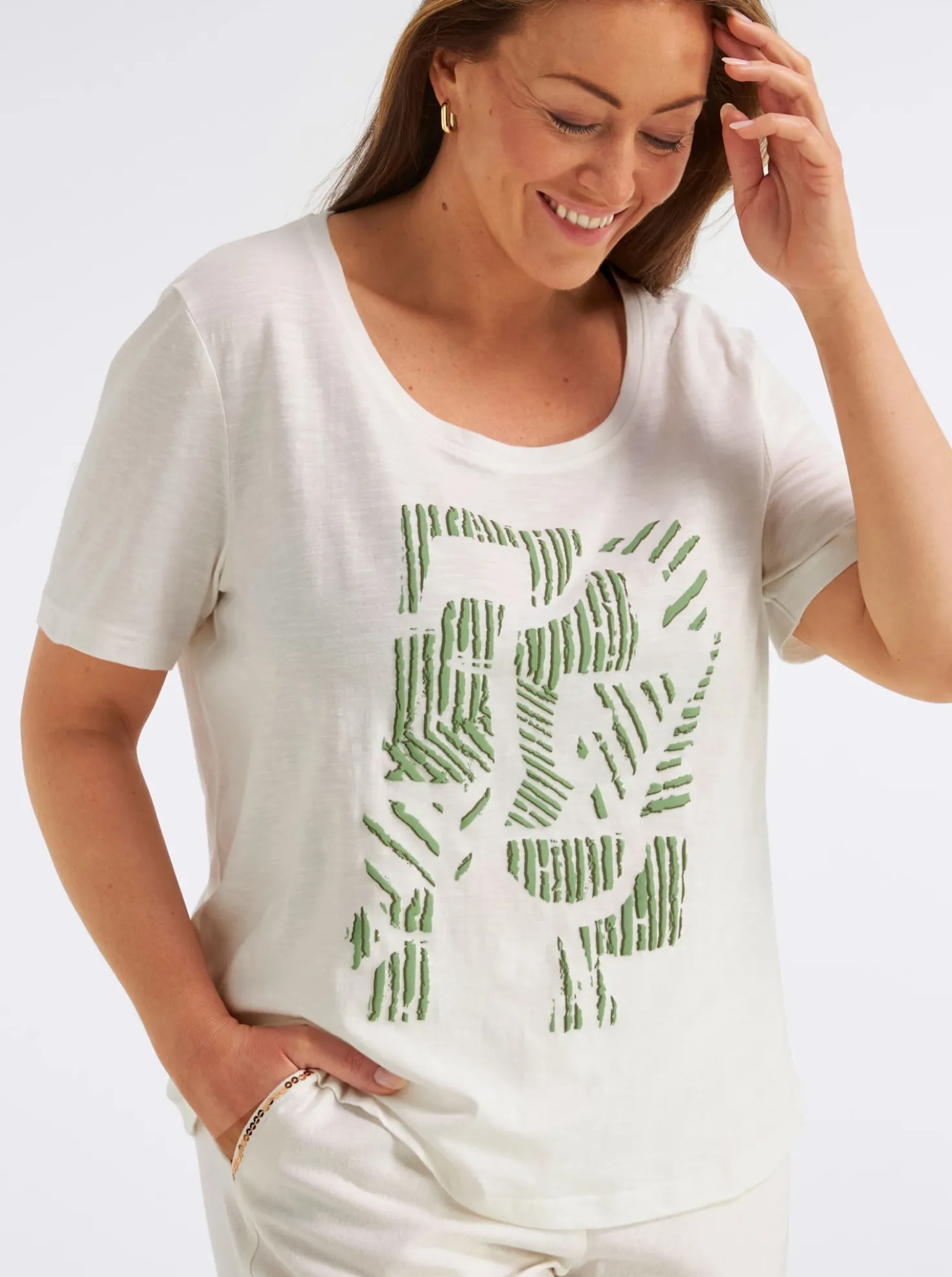 Rundhalsshirt mit abstraktem Frontprint