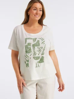 Rundhalsshirt mit abstraktem Frontprint