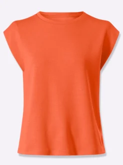 Rundhalsshirt mit überschnittenen Schultern