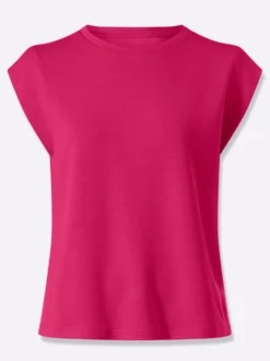 Rundhalsshirt mit überschnittenen Schultern