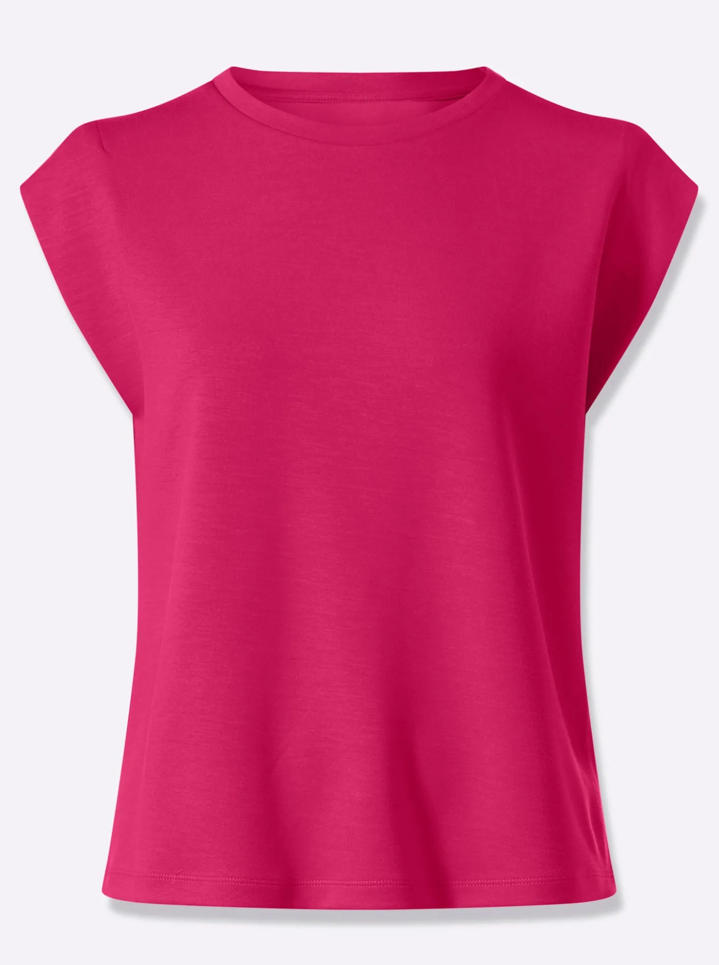 Rundhalsshirt mit überschnittenen Schultern