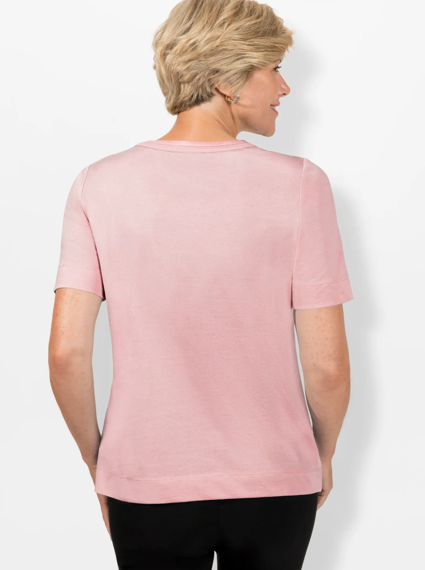 Rundhalsshirt Mit Biese, vorne