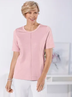 Rundhalsshirt Mit Biese, vorne