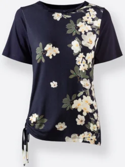 Rundhalsshirt mit Bindebändchen