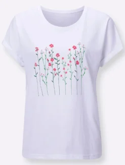 Rundhalsshirt mit Blüten-Dessin