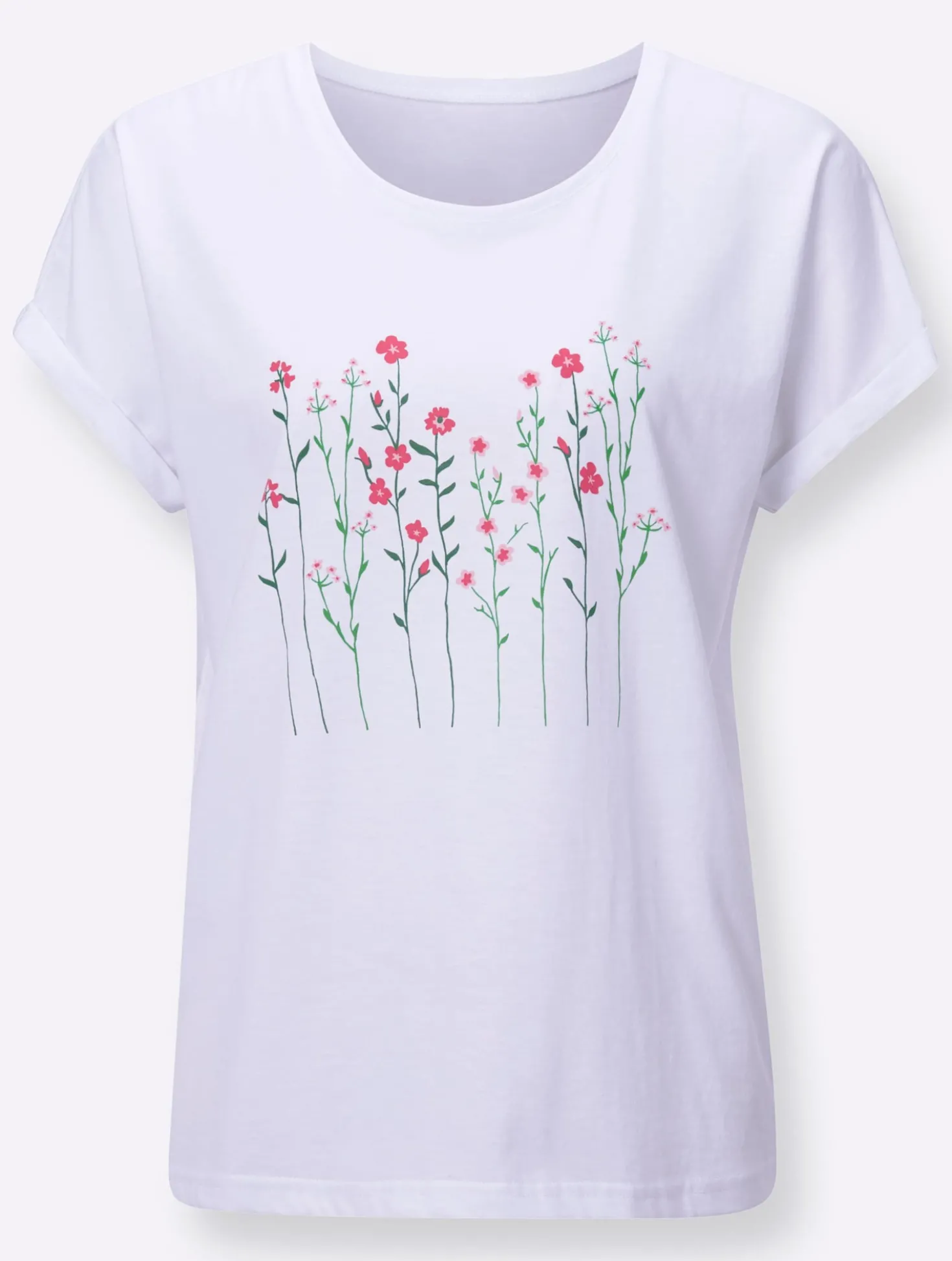 Rundhalsshirt mit Blüten-Dessin