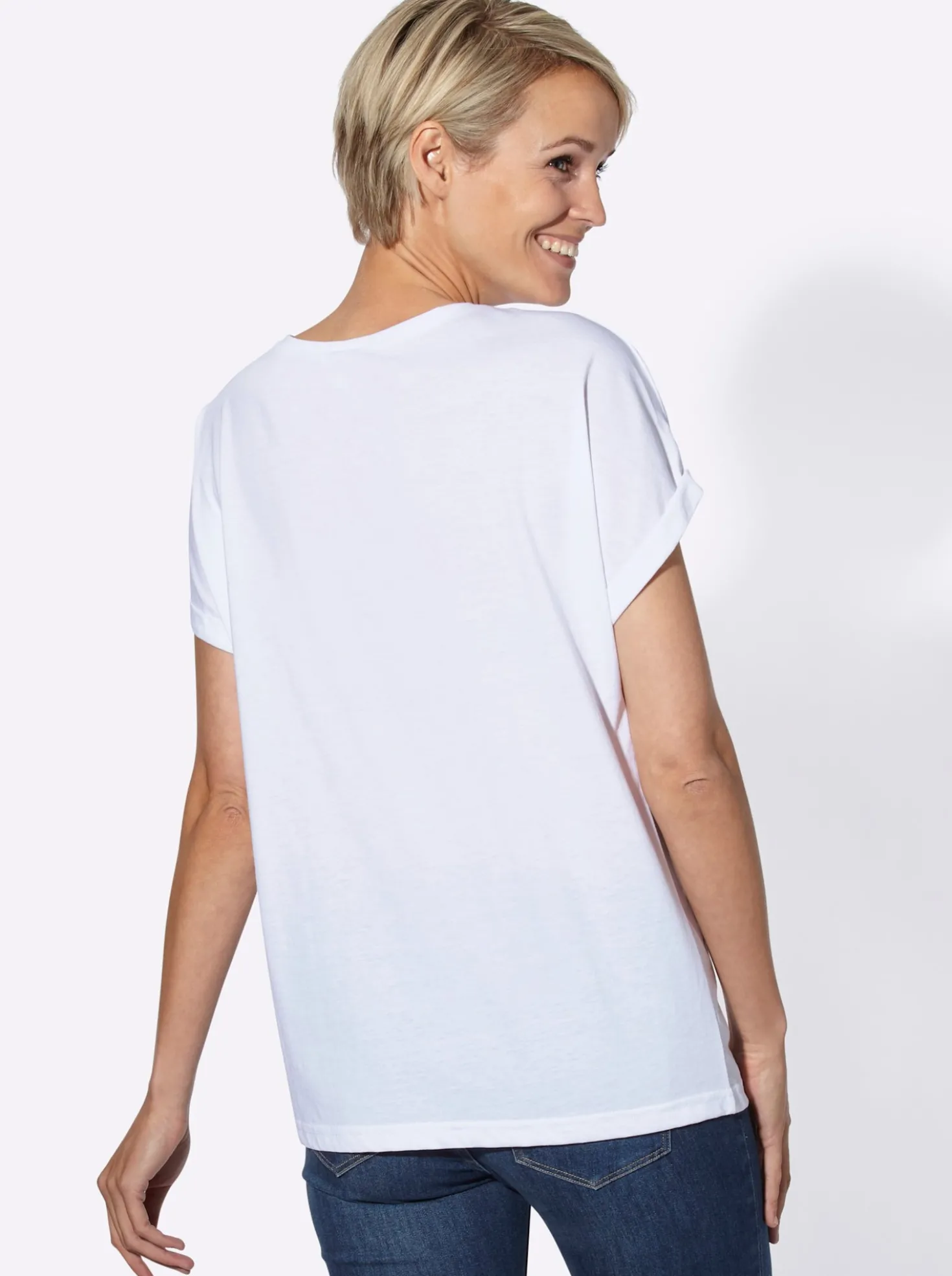 Rundhalsshirt mit Blüten-Dessin