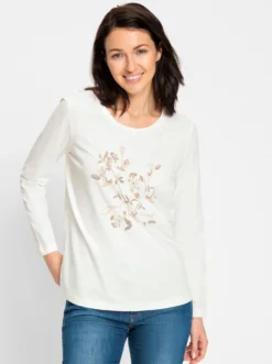 Rundhalsshirt mit Blumen-Dessin