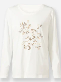 Rundhalsshirt mit Blumen-Dessin