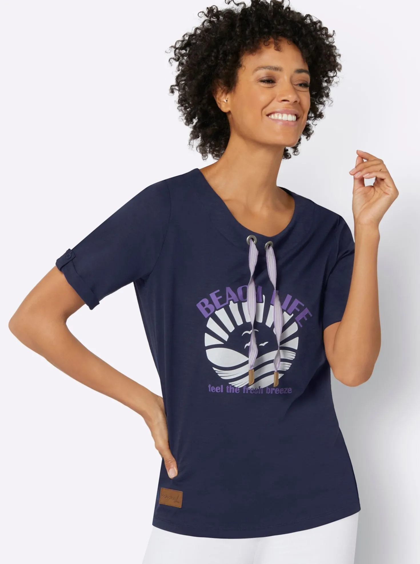 Rundhalsshirt mit Druckmotiv