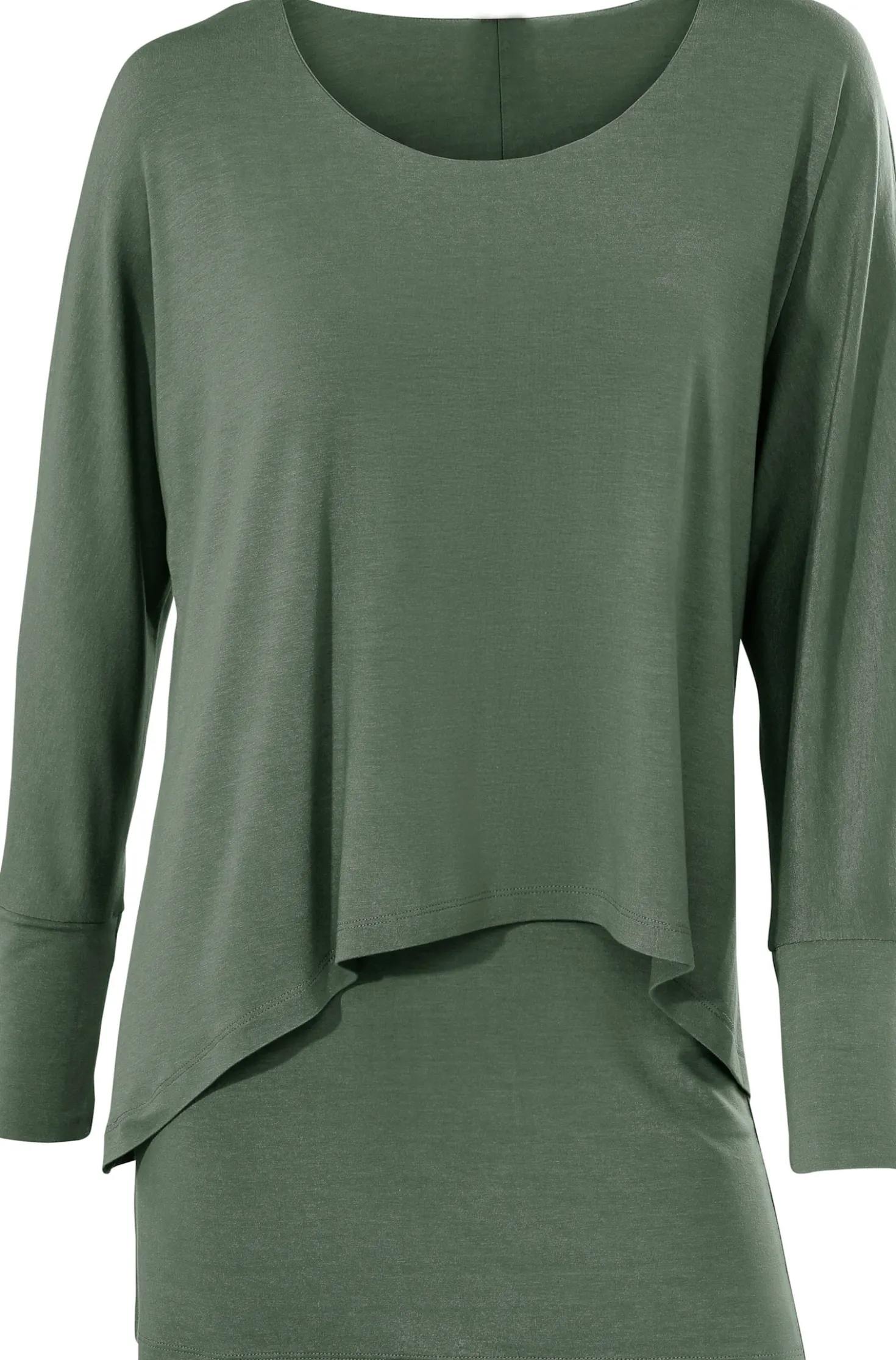 Rundhalsshirt mit Fledermaus-Ärmeln