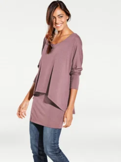 Rundhalsshirt mit Fledermaus-Ärmeln