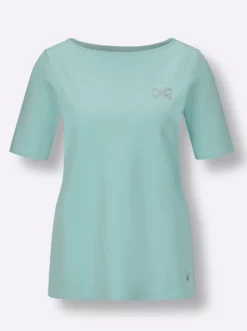 Rundhalsshirt mit Glitzer-Applikation