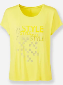 Rundhalsshirt mit Glitzersteinchen