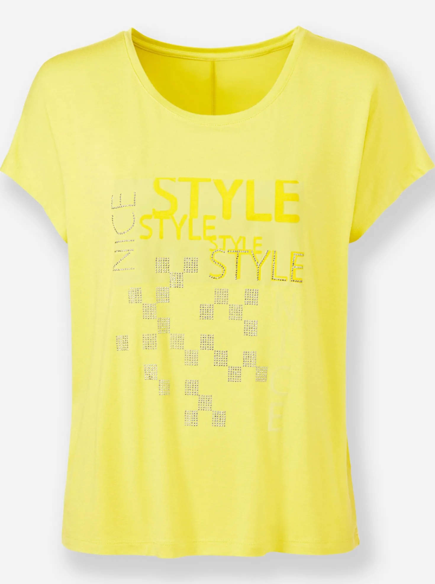 Rundhalsshirt mit Glitzersteinchen