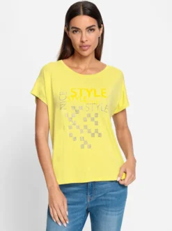 Rundhalsshirt mit Glitzersteinchen