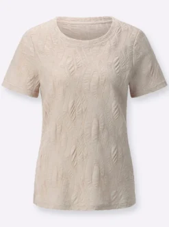 Rundhalsshirt mit Jacquard-Struktur