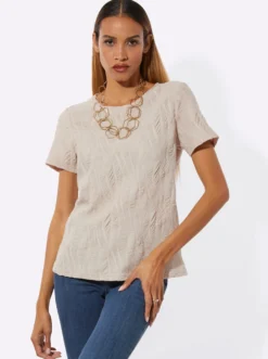 Rundhalsshirt mit Jacquard-Struktur