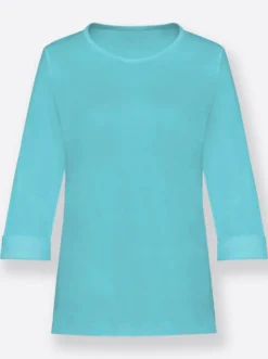 Rundhalsshirt mit 3/4-langen Ärmeln