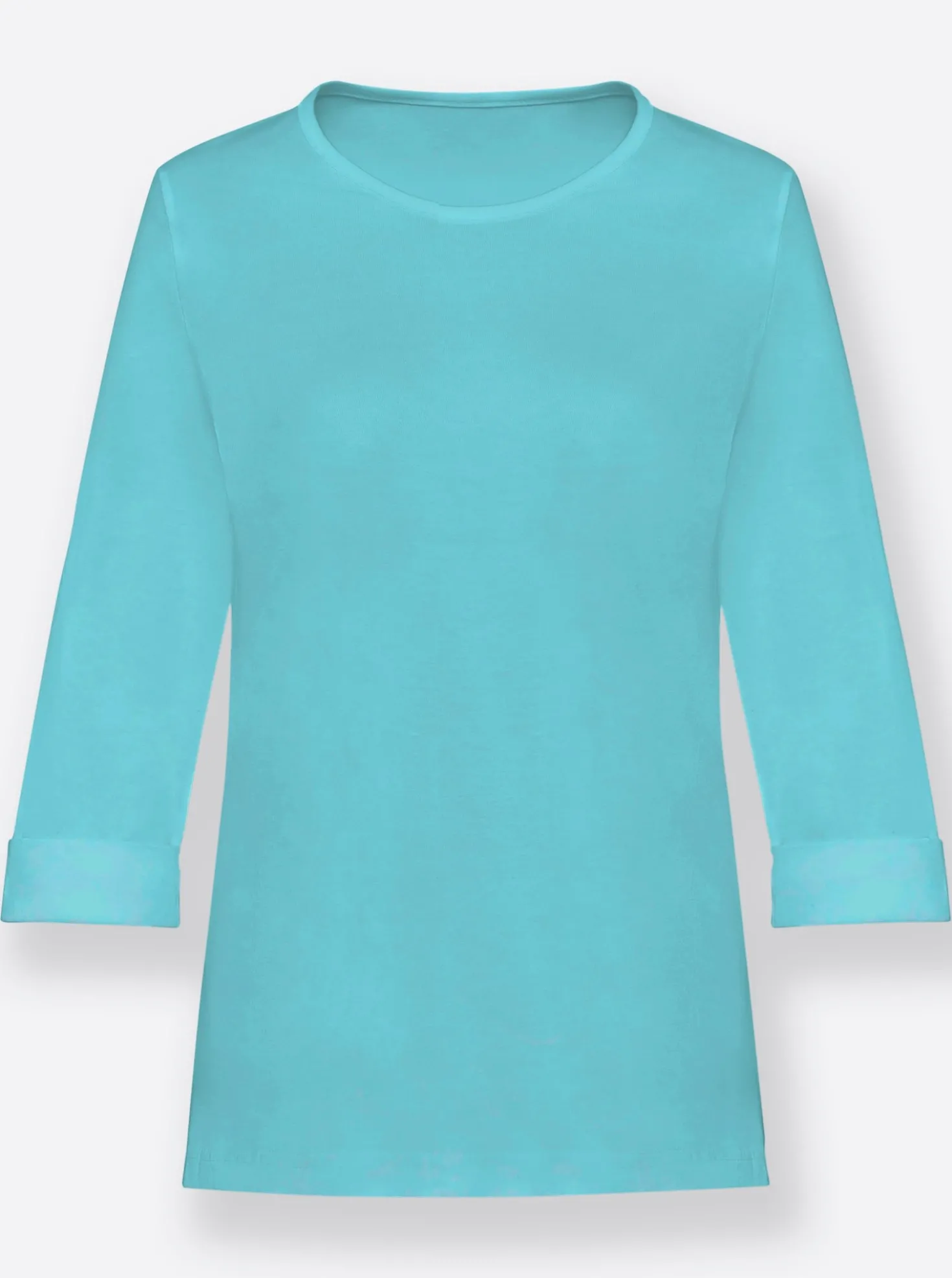 Rundhalsshirt mit 3/4-langen Ärmeln
