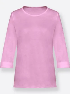 Rundhalsshirt mit 3/4-langen Ärmeln