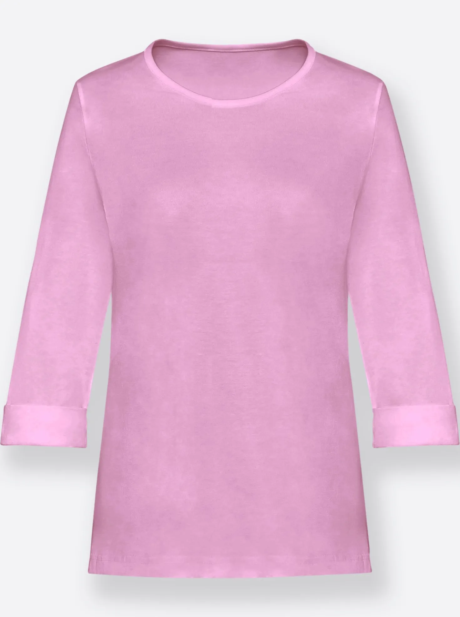 Rundhalsshirt mit 3/4-langen Ärmeln