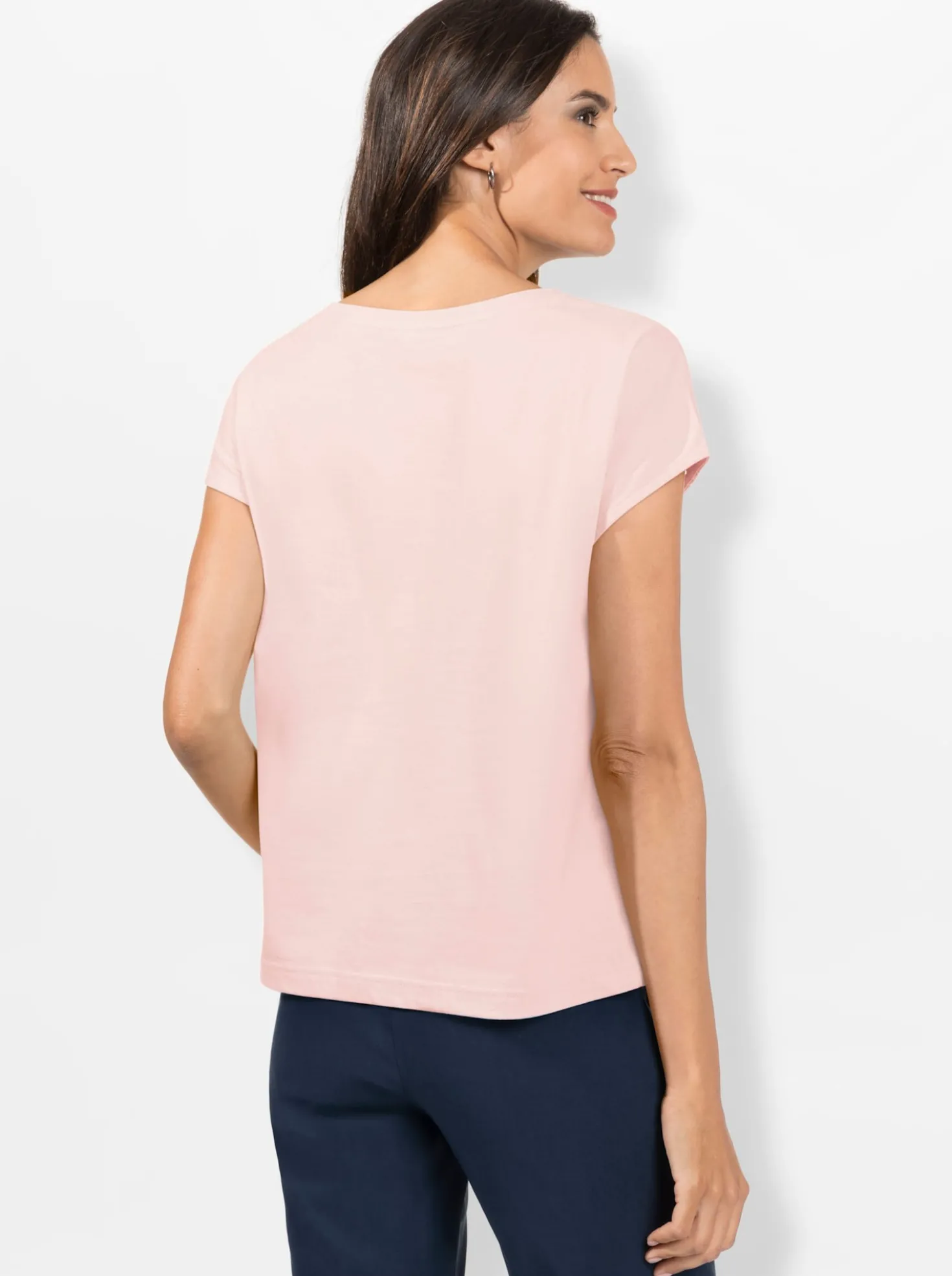 Rundhalsshirt mit Loch-Stickerei
