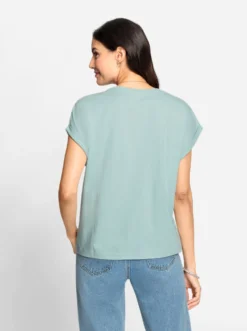 Rundhalsshirt mit Lochstickerei