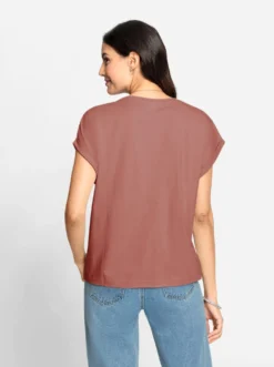 Rundhalsshirt mit Lochstickerei