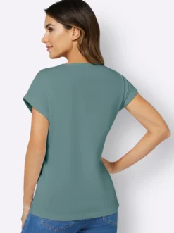 Rundhalsshirt mit Ärmel-Aufschlag