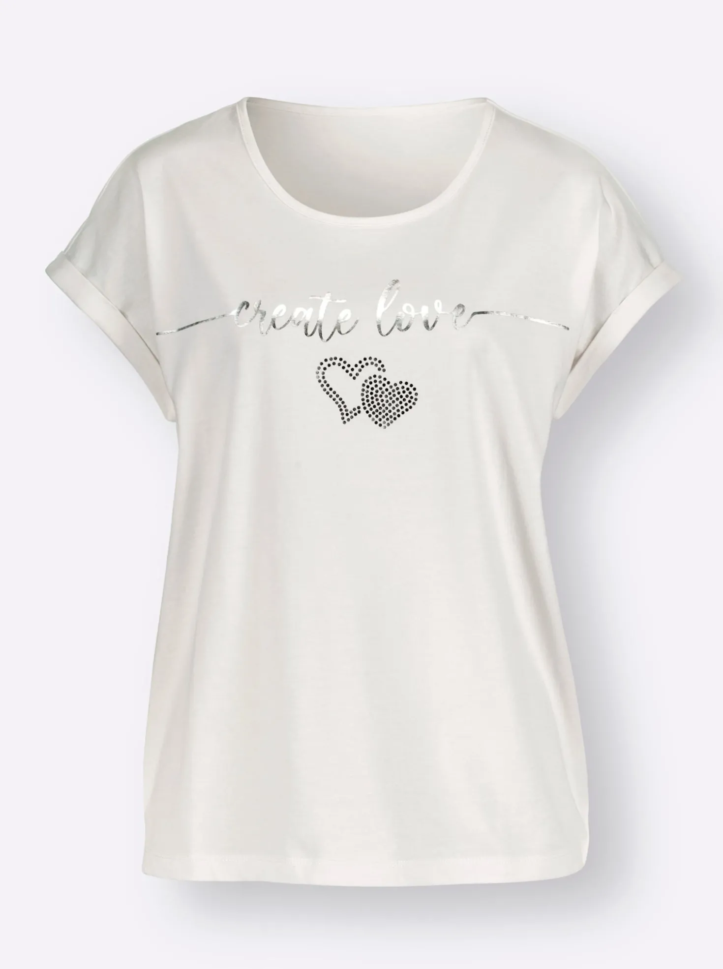 Rundhalsshirt mit Ärmel-Aufschlag