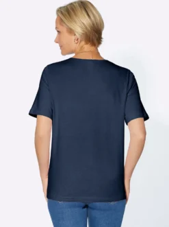 Rundhalsshirt mit Satin-Paspelierung