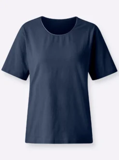 Rundhalsshirt mit Satin-Paspelierung