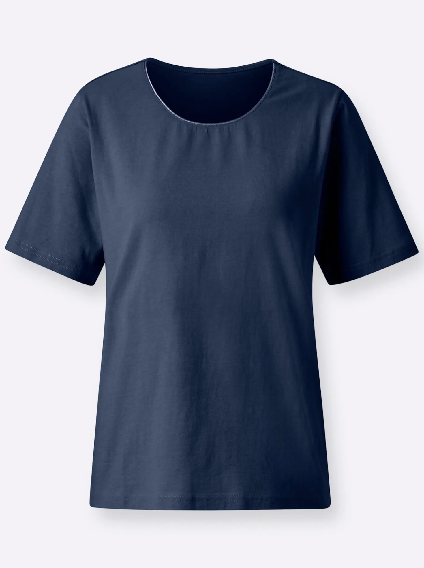 Rundhalsshirt mit Satin-Paspelierung