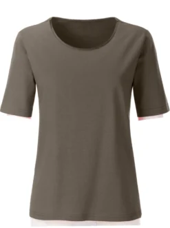 Rundhalsshirt mit Satin-Paspelierung