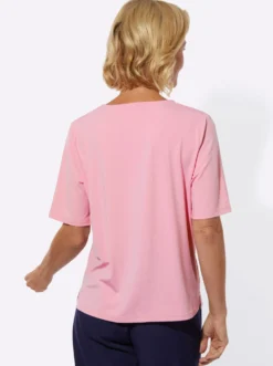Rundhalsshirt mit Schulterpasse vorne