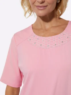 Rundhalsshirt mit Schulterpasse vorne