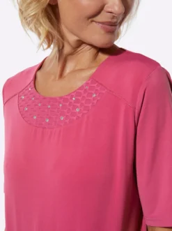 Rundhalsshirt mit Schulterpasse vorne