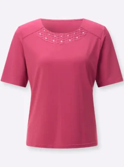 Rundhalsshirt mit Schulterpasse vorne