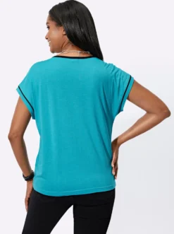 Rundhalsshirt mit silberfarbigem Druck
