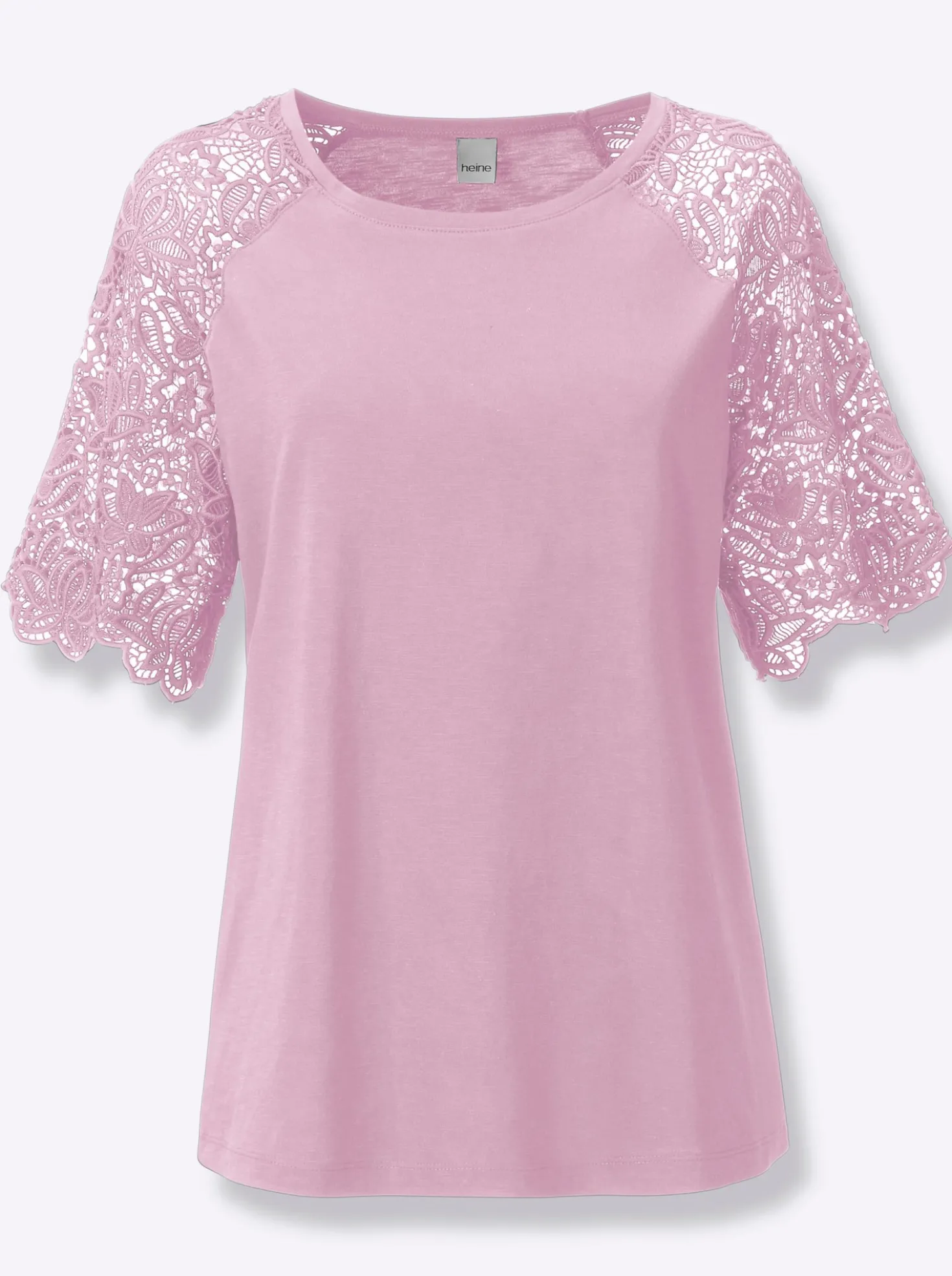 Rundhalsshirt mit Spitze