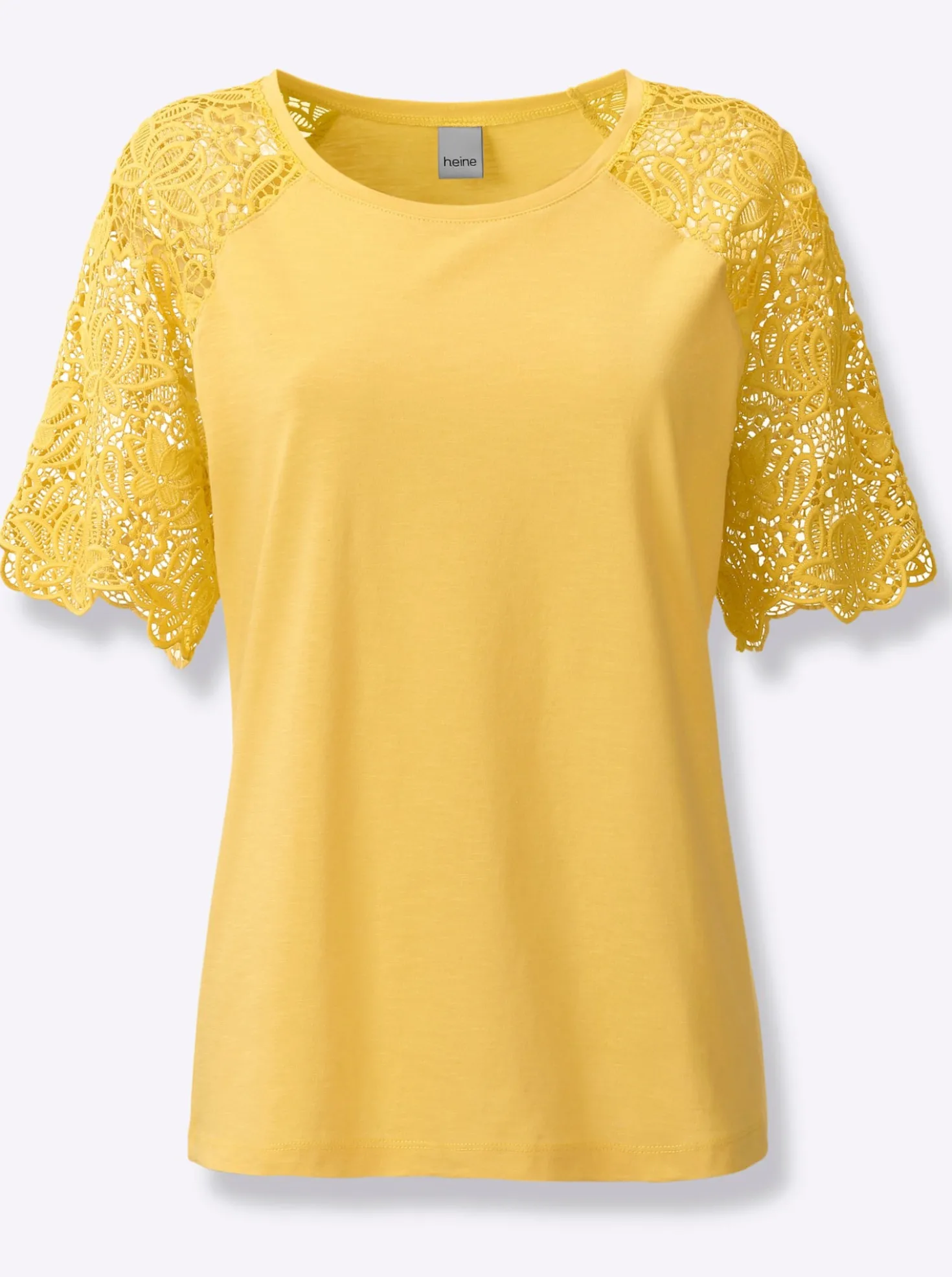 Rundhalsshirt mit Spitze