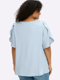 Rundhalsshirt mit Tulpenärmeln