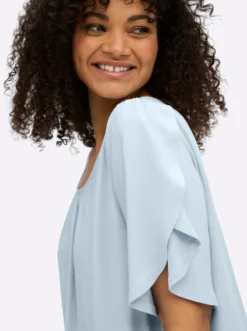 Rundhalsshirt mit Tulpenärmeln