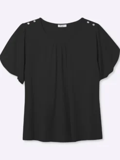 Rundhalsshirt mit Tulpenärmeln