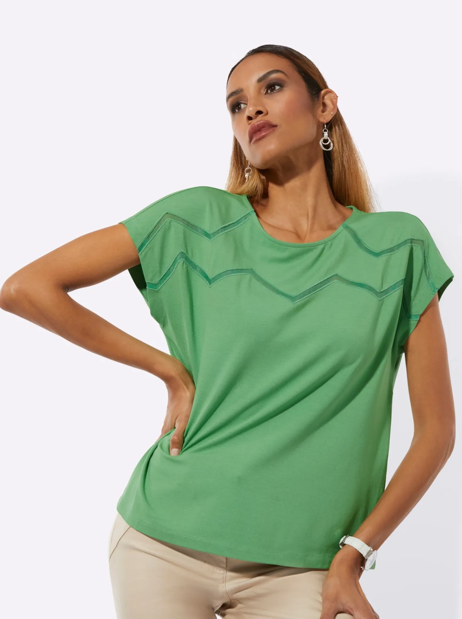 Rundhalsshirt mit Zick-Zack-Muster