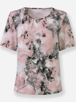 Rundhalsshirt mit Zierschnalle
