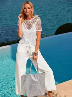 Sandale im Metallic-Look